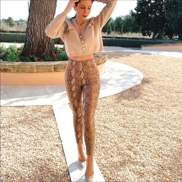 Zara Bloggers Favorite High Rise Zip Ankle Animal Snakeskin Print Leggings - Picture 15 of 15